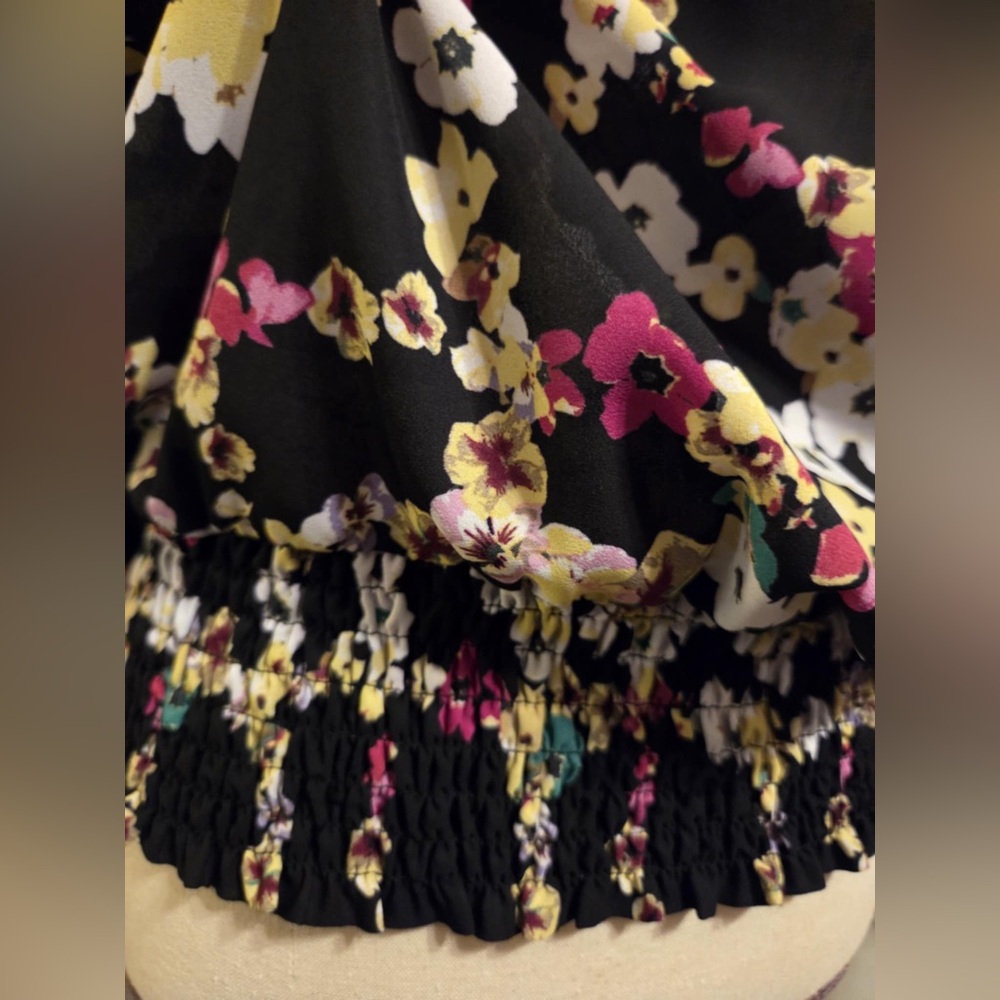 INC Floral Halter Blouse - Black, Pink, White - Picture 4 of 5